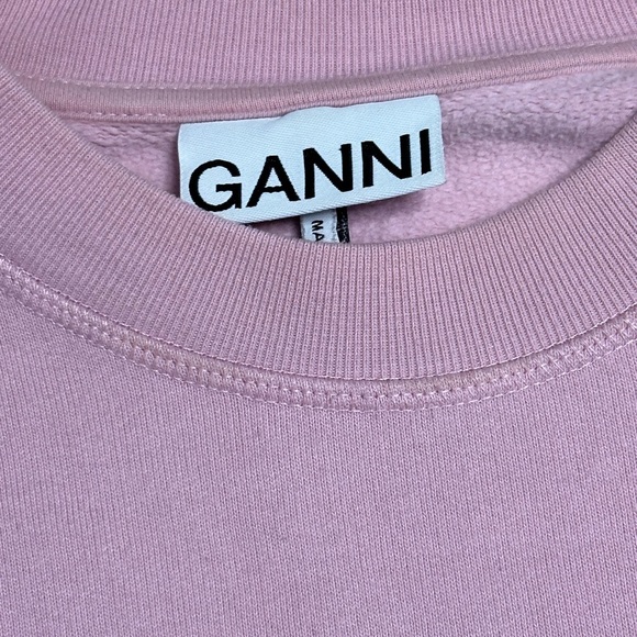 Ganni Software Puff Sleeve Sweet Lilac Rose Pink Sweatshirt Medium - Picture 7 of 10